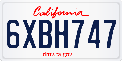 CA license plate 6XBH747