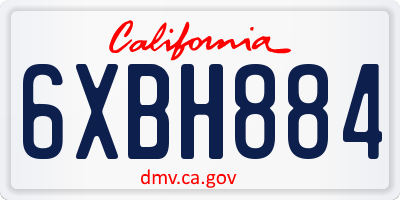 CA license plate 6XBH884