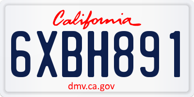 CA license plate 6XBH891