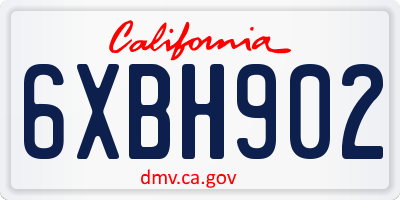 CA license plate 6XBH902