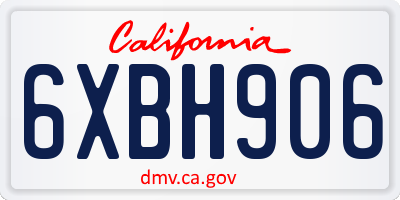 CA license plate 6XBH906