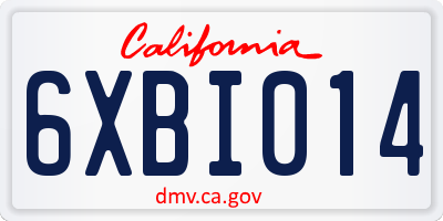 CA license plate 6XBI014