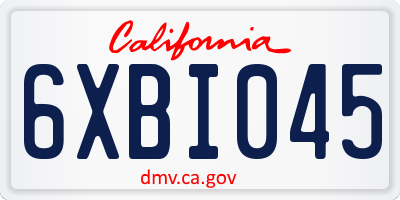 CA license plate 6XBI045