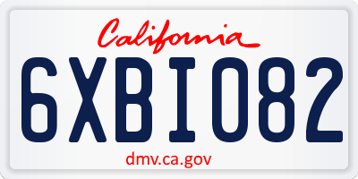 CA license plate 6XBI082
