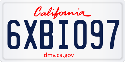 CA license plate 6XBI097