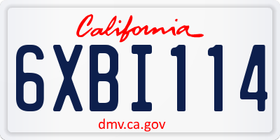 CA license plate 6XBI114