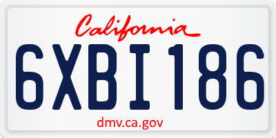 CA license plate 6XBI186