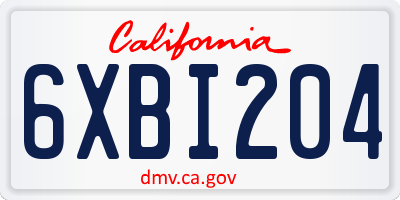 CA license plate 6XBI204