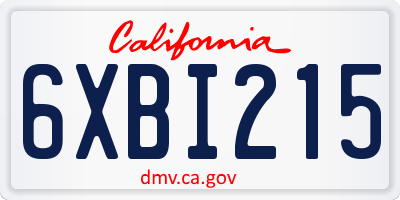 CA license plate 6XBI215