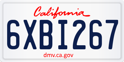 CA license plate 6XBI267