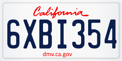 CA license plate 6XBI354