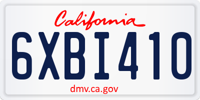 CA license plate 6XBI410