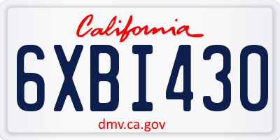 CA license plate 6XBI430
