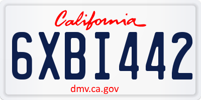 CA license plate 6XBI442