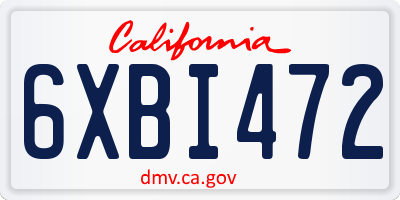 CA license plate 6XBI472