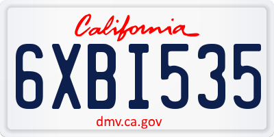 CA license plate 6XBI535