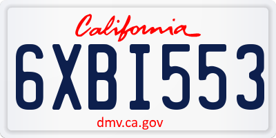 CA license plate 6XBI553