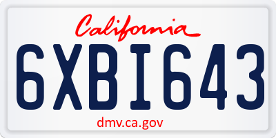 CA license plate 6XBI643