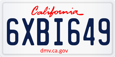 CA license plate 6XBI649
