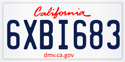 CA license plate 6XBI683
