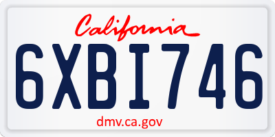 CA license plate 6XBI746