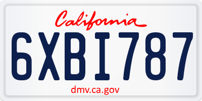 CA license plate 6XBI787