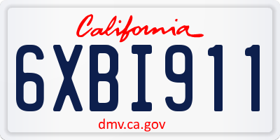 CA license plate 6XBI911