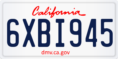 CA license plate 6XBI945
