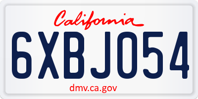 CA license plate 6XBJ054