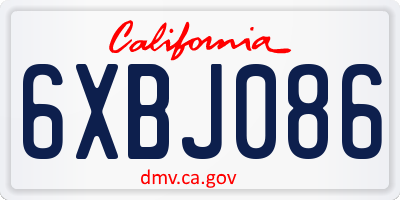 CA license plate 6XBJ086
