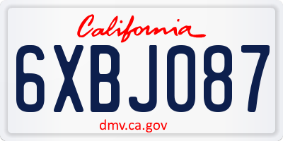 CA license plate 6XBJ087