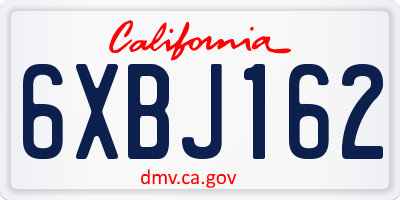 CA license plate 6XBJ162