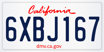 CA license plate 6XBJ167