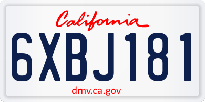CA license plate 6XBJ181
