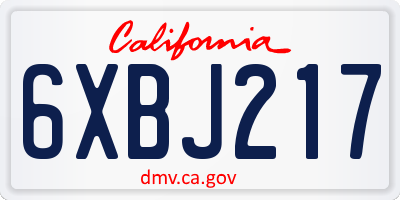 CA license plate 6XBJ217
