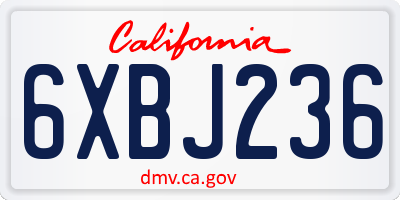 CA license plate 6XBJ236