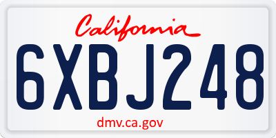 CA license plate 6XBJ248