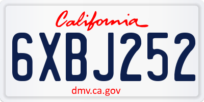 CA license plate 6XBJ252