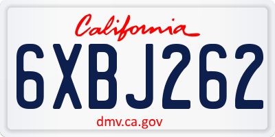 CA license plate 6XBJ262