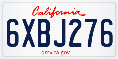 CA license plate 6XBJ276