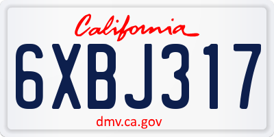 CA license plate 6XBJ317