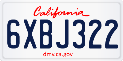 CA license plate 6XBJ322