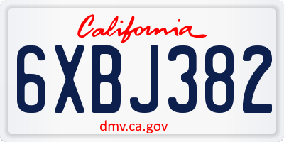 CA license plate 6XBJ382