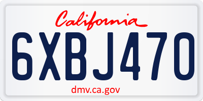 CA license plate 6XBJ470