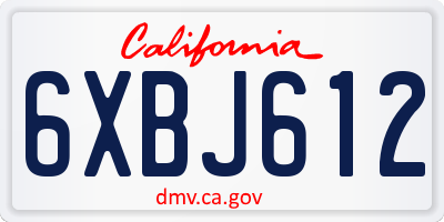CA license plate 6XBJ612