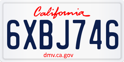 CA license plate 6XBJ746