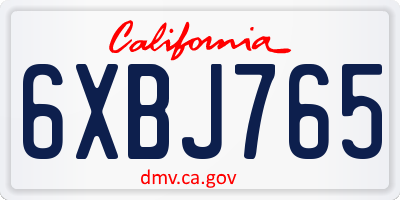 CA license plate 6XBJ765
