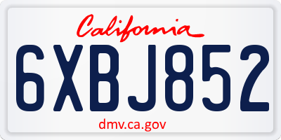 CA license plate 6XBJ852