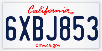 CA license plate 6XBJ853
