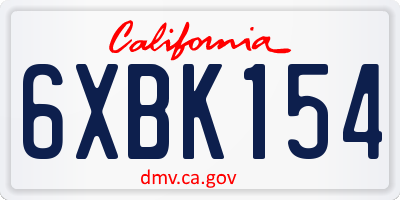 CA license plate 6XBK154
